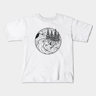 Camping in the Forest - Nature Lover Illustration - Hiking and Outdoor Camping Art Kids T-Shirt